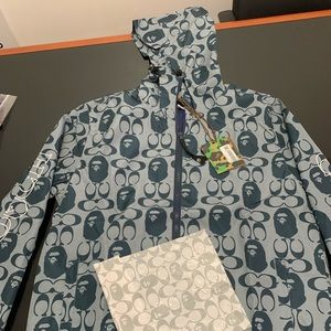 A bathing ape x coach collab nylon jacket ape logo coach logo Large size men’s
